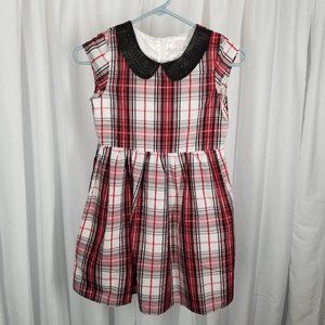 1989 Place Girls Plaid Dress Size 10 | Black Rhinestones on collar | Silver Line